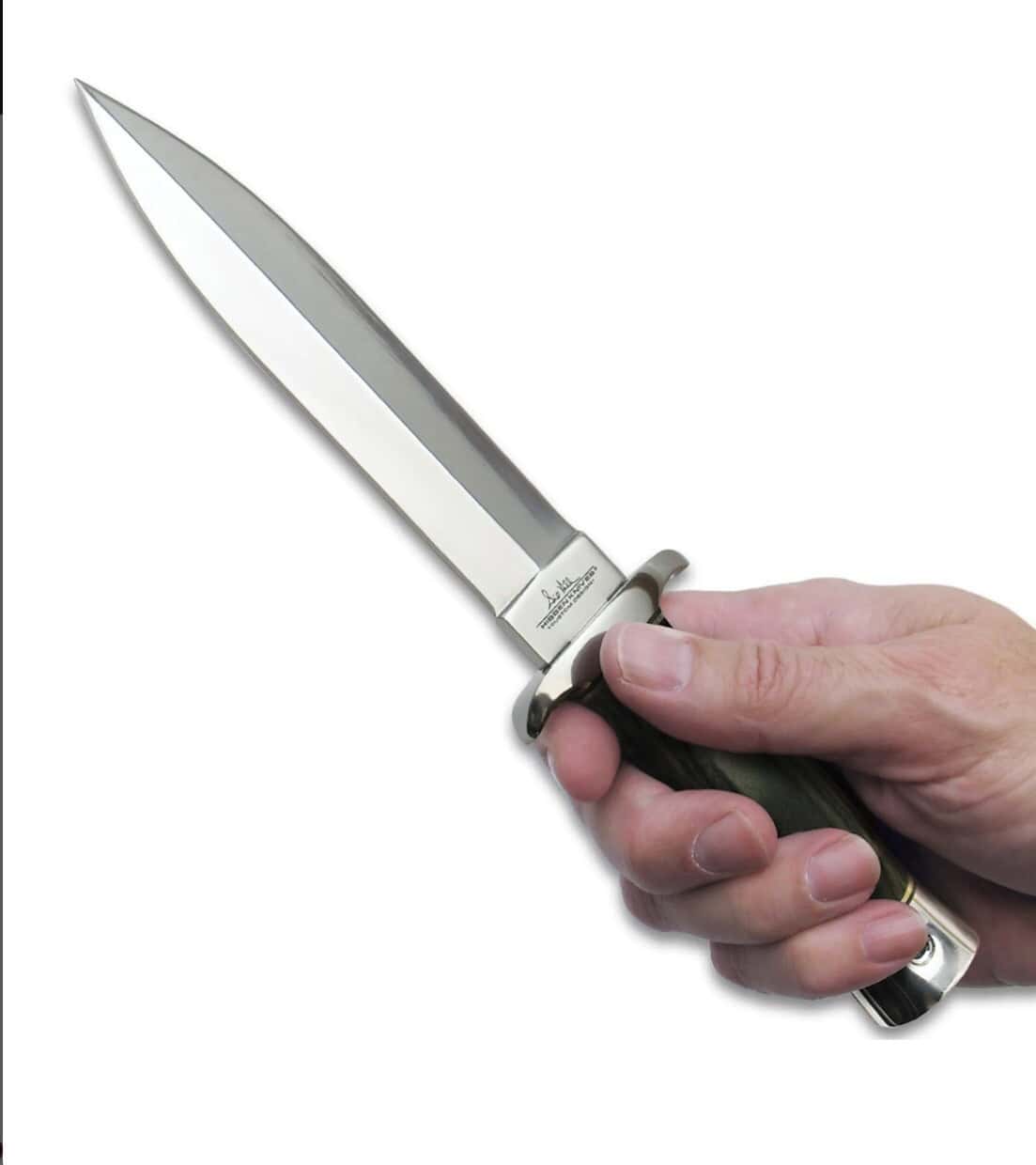 Double edge fixed blade boot knife by Gil Hibben for tactical use.