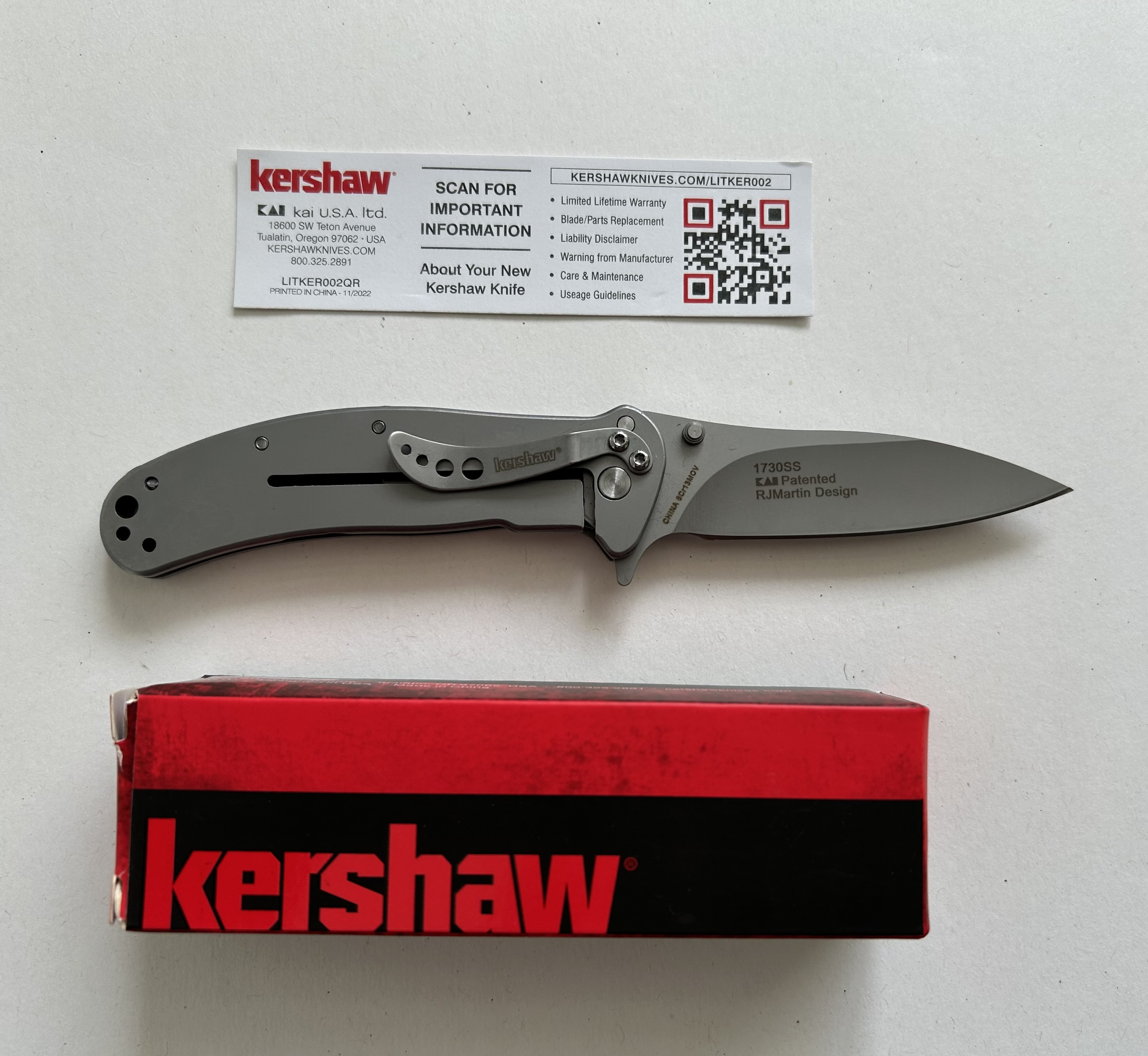 KERSHAW ZING 1730SS, FLIPPER FOLDING KNIFE